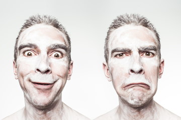 Two weird face expressions of an actor.