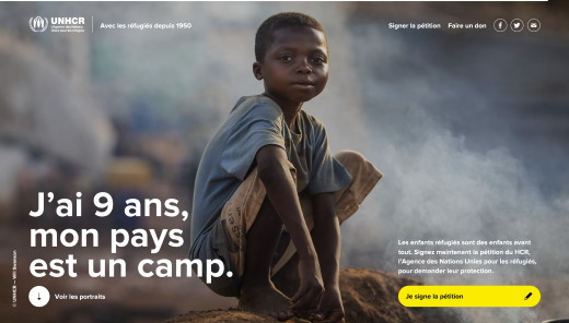 Website example screenshot: African boy looking at the camera